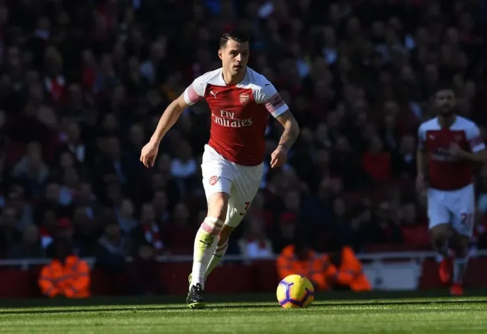 Framed Print : Granit Xhaka: Arsenal Midfielder in Action against Southampton, Premier League 2018-19 Framed Print : Granit Xhaka: Arsenal Midfielder in Action against Southampton, Premier League 2018-19