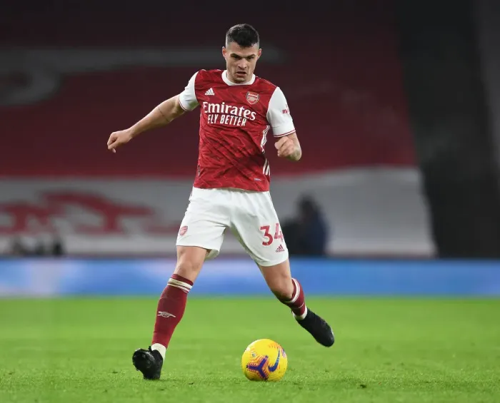 Framed Print : Granit Xhaka: Arsenal Star Shines at Empty Emirates in Premier League Clash vs. Crystal Palace (2020-21)