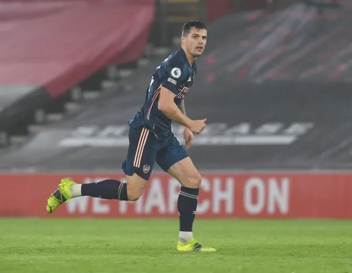 Framed Print : Granit Xhaka: Arsenal Star in Empty Southampton Stadium - Premier League 2020-21 Framed Print : Granit Xhaka: Arsenal Star in Empty Southampton Stadium - Premier League 2020-21