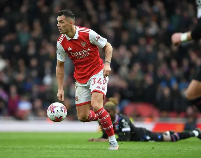 Framed Print : Granit Xhaka: Arsenal vs. Crystal Palace, Premier League 2022-23