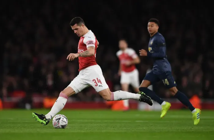 Framed Print : Granit Xhaka: Arsenal vs Manchester United - FA Cup Showdown