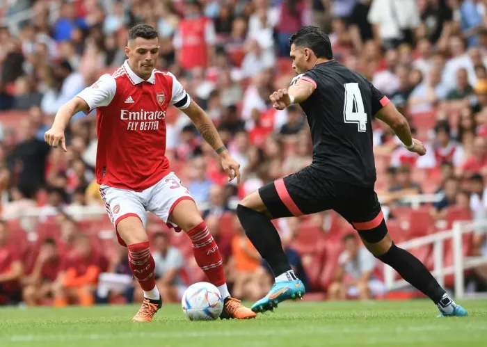 Framed Print : Granit Xhaka: Arsenal vs Sevilla, Emirates Cup 2022