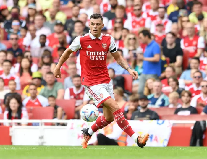 Framed Print : Granit Xhaka: Arsenal vs Sevilla, Emirates Cup 2022 Framed Print : Granit Xhaka: Arsenal vs Sevilla, Emirates Cup 2022