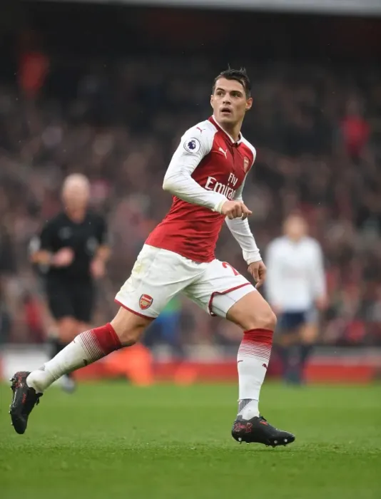 Framed Print : Granit Xhaka: Arsenal vs. Tottenham Clash in the Premier League