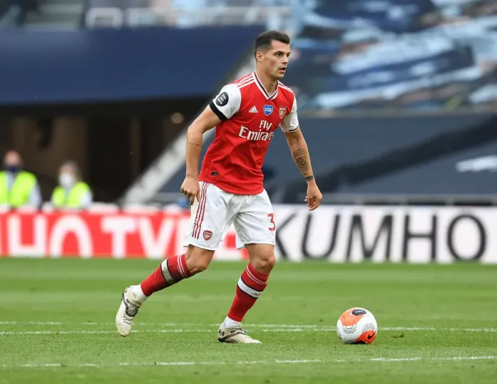 Framed Print : Granit Xhaka: Arsenal vs. Tottenham Clash in Premier League 2019-2020 Framed Print : Granit Xhaka: Arsenal vs. Tottenham Clash in Premier League 2019-2020