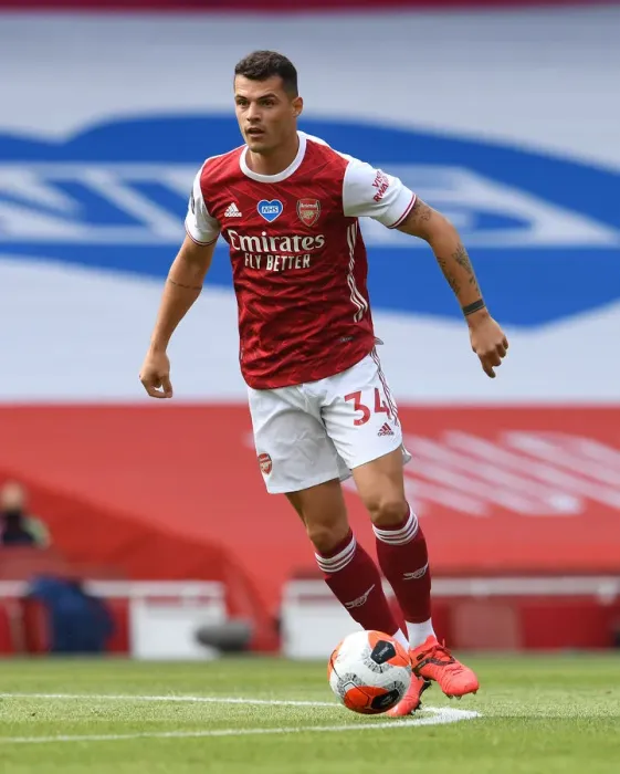 Framed Print : Granit Xhaka: Arsenal vs. Watford, Premier League 2019-2020