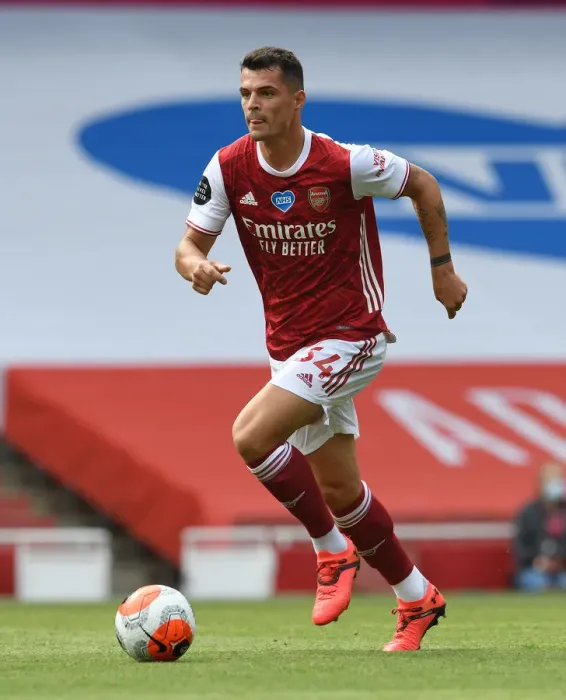 Framed Print : Granit Xhaka: Arsenal vs. Watford, Premier League 2019-2020 - In Action
