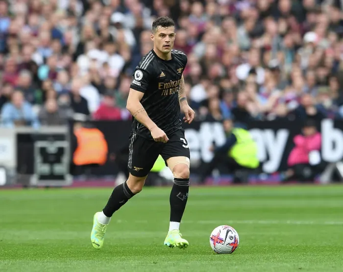 Framed Print : Granit Xhaka: Arsenal's Brilliant Midfield Performance Against West Ham United in Premier League