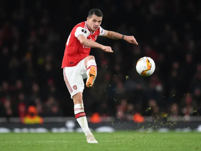 Framed Print : Granit Xhaka: Arsenal's Europa League Battle at Emirates Stadium vs. Olympiacos Framed Print : Granit Xhaka: Arsenal's Europa League Battle at Emirates Stadium vs. Olympiacos