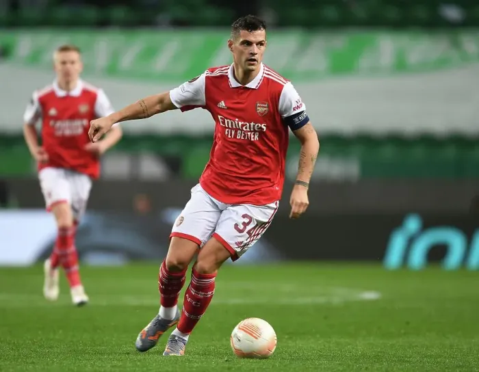 Framed Print : Granit Xhaka: Arsenal's Europa League Battle against Sporting CP (March 2023) Framed Print : Granit Xhaka: Arsenal's Europa League Battle against Sporting CP (March 2023)