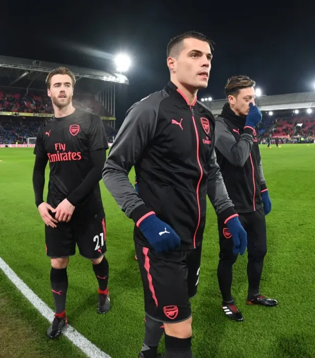 Framed Print : Granit Xhaka: Arsenal's Midfield General at Crystal Palace (2017-18)