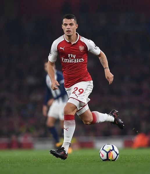 Granit Xhaka: Arsenal's Midfield Maestro in Action against West Bromwich Albion, Premier League 2017-18