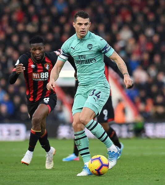 Granit Xhaka: Arsenal's Midfield Maestro in Action against Bournemouth, Premier League 2018-19