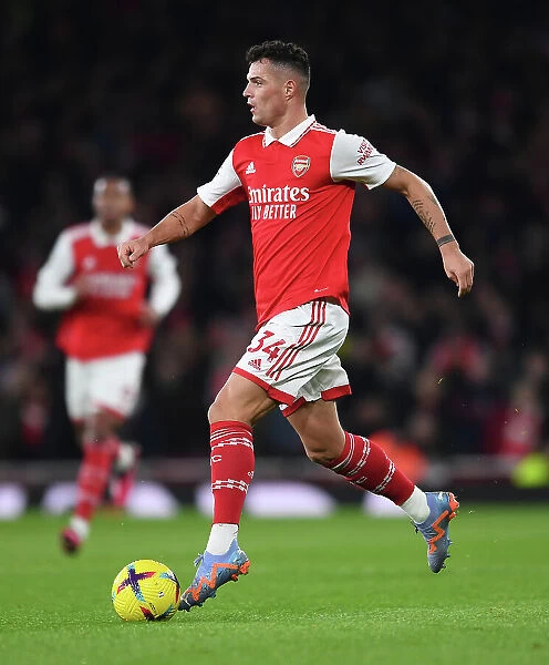 Granit Xhaka: Arsenal's Midfield Maestro in Action Against Manchester United, Premier League 2022-23