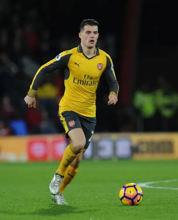Framed Print : Granit Xhaka: Arsenal's Midfield Maestro in Action Against AFC Bournemouth, Premier League 2016-17 Framed Print : Granit Xhaka: Arsenal's Midfield Maestro in Action Against AFC Bournemouth, Premier League 2016-17