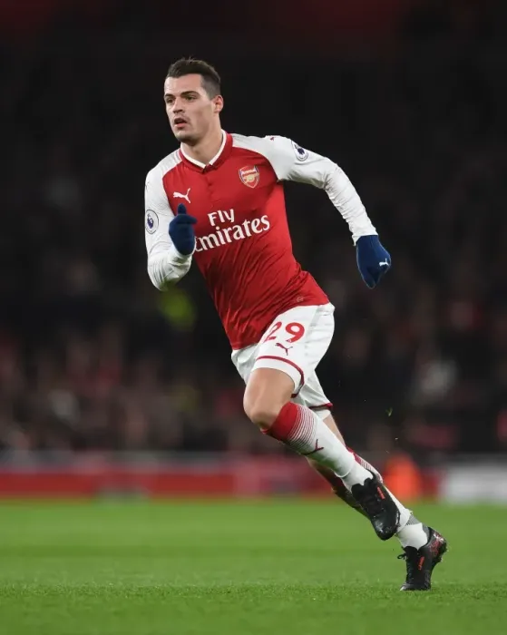 Framed Print : Granit Xhaka: Arsenal's Midfield Maestro in Action Against Chelsea, Premier League 2017-18 Framed Print : Granit Xhaka: Arsenal's Midfield Maestro in Action Against Chelsea, Premier League 2017-18