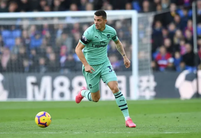 Framed Print : Granit Xhaka: Arsenal's Midfield Maestro in Action against Crystal Palace, Premier League 2018-19 Framed Print : Granit Xhaka: Arsenal's Midfield Maestro in Action against Crystal Palace, Premier League 2018-19