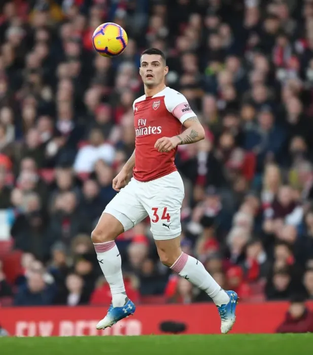 Framed Print : Granit Xhaka: Arsenal's Midfield Maestro in Action against Fulham, Premier League 2018-19 Framed Print : Granit Xhaka: Arsenal's Midfield Maestro in Action against Fulham, Premier League 2018-19