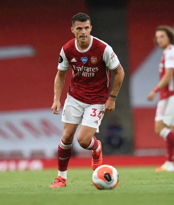 Framed Print : Granit Xhaka: Arsenal's Midfield Maestro in Action Against Watford, Premier League 2019-2020 Framed Print : Granit Xhaka: Arsenal's Midfield Maestro in Action Against Watford, Premier League 2019-2020