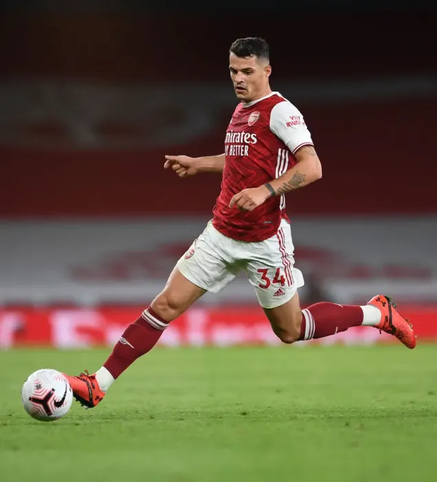 Framed Print : Granit Xhaka: Arsenal's Midfield Maestro in Action against West Ham United, Premier League 2020-21 Framed Print : Granit Xhaka: Arsenal's Midfield Maestro in Action against West Ham United, Premier League 2020-21