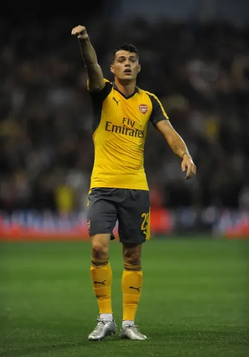 Framed Print : Granit Xhaka: Arsenal's Midfield Maestro Dazzles in EFL Cup Victory over Nottingham Forest