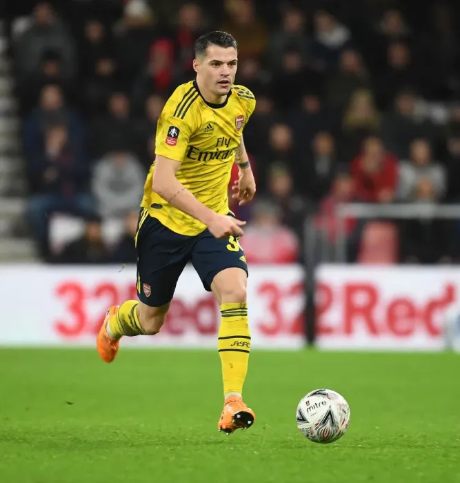 Framed Print : Granit Xhaka: Arsenal's Midfield Maestro Dazzles in FA Cup Victory over AFC Bournemouth