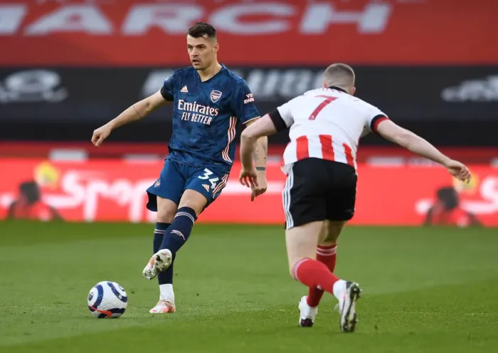 Framed Print : Granit Xhaka: Arsenal's Midfield Maestro Dazzles in Victory Over Sheffield United, Premier League 2020-21 Framed Print : Granit Xhaka: Arsenal's Midfield Maestro Dazzles in Victory Over Sheffield United, Premier League 2020-21