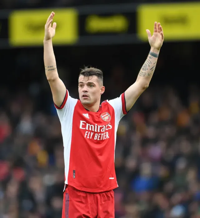 Framed Print : Granit Xhaka: Arsenal's Midfield Maestro Leads to Victory Against Watford in Premier League 2021-22 Framed Print : Granit Xhaka: Arsenal's Midfield Maestro Leads to Victory Against Watford in Premier League 2021-22