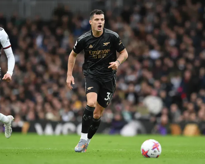 Framed Print : Granit Xhaka: Arsenal's Midfield Maestro Shines in Arsenal vs. Fulham, Premier League 2022-23 Framed Print : Granit Xhaka: Arsenal's Midfield Maestro Shines in Arsenal vs. Fulham, Premier League 2022-23