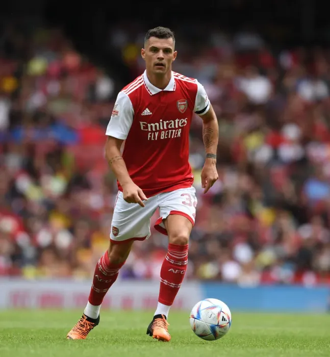 Framed Print : Granit Xhaka: Arsenal's Midfield Maestro Shines in Emirates Cup Match against Sevilla