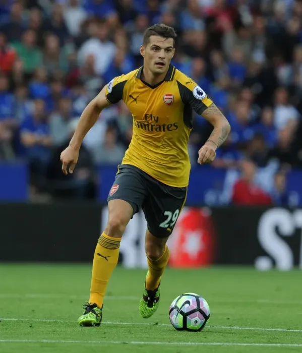 Framed Print : Granit Xhaka: Arsenal's Midfield Maestro Shines in Leicester Showdown, Premier League 2016-17 Framed Print : Granit Xhaka: Arsenal's Midfield Maestro Shines in Leicester Showdown, Premier League 2016-17