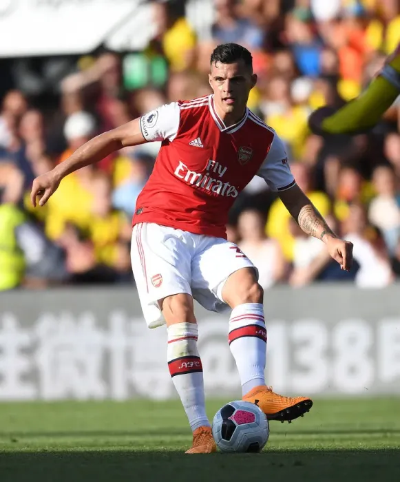 Framed Print : Granit Xhaka: Arsenal's Midfield Maestro Shines in Premier League Battle against Watford
