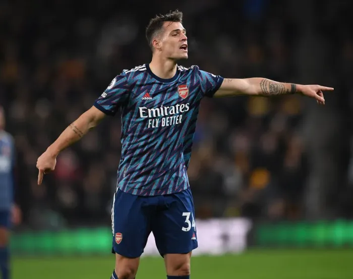Framed Print : Granit Xhaka: Arsenal's Midfield Maestro Shines in Premier League Clash vs. Wolverhampton Wanderers Framed Print : Granit Xhaka: Arsenal's Midfield Maestro Shines in Premier League Clash vs. Wolverhampton Wanderers