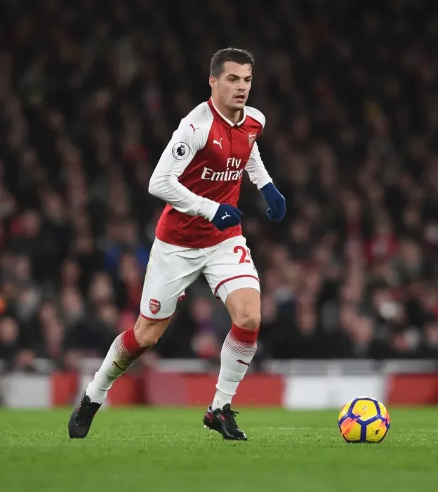 Framed Print : Granit Xhaka: Arsenal's Midfield Maestro vs. Chelsea, Premier League 2017-18 Framed Print : Granit Xhaka: Arsenal's Midfield Maestro vs. Chelsea, Premier League 2017-18