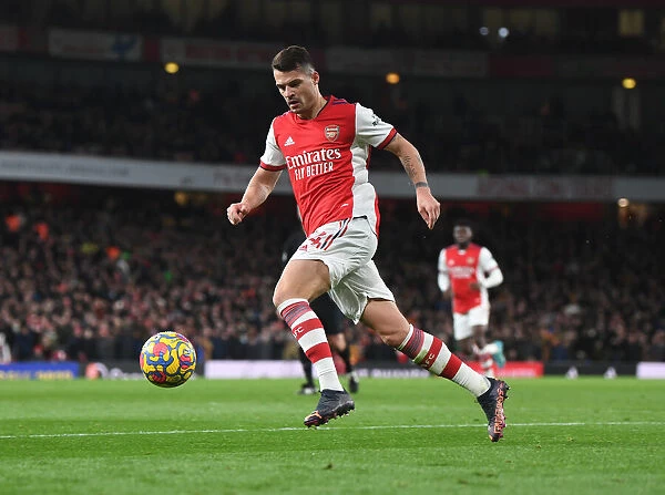 Granit Xhaka: Arsenal's Midfield Mastermind in Action against Wolverhampton Wanderers, Premier League 2021-22