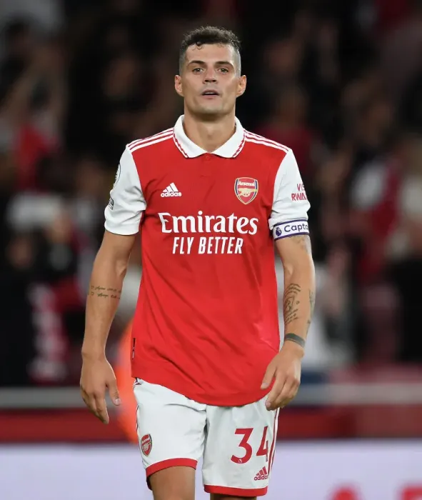 Framed Print : Granit Xhaka: Arsenal's Midfield Mastermind in Action against Aston Villa, Premier League 2022-23 Framed Print : Granit Xhaka: Arsenal's Midfield Mastermind in Action against Aston Villa, Premier League 2022-23