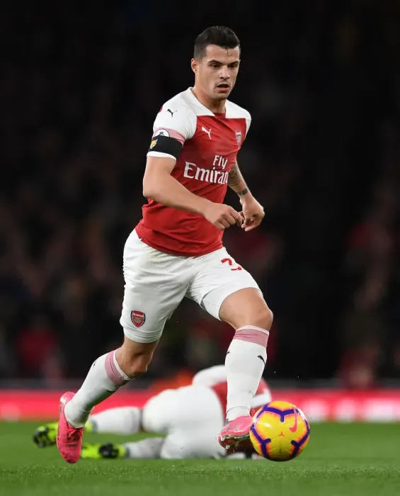 Framed Print : Granit Xhaka: Arsenal's Midfield Mastermind in Action Against Liverpool, Premier League 2018-19