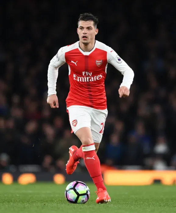 Framed Print : Granit Xhaka: Arsenal's Midfield Mastermind in Action vs. Leicester City, Premier League 2016-17 Framed Print : Granit Xhaka: Arsenal's Midfield Mastermind in Action vs. Leicester City, Premier League 2016-17