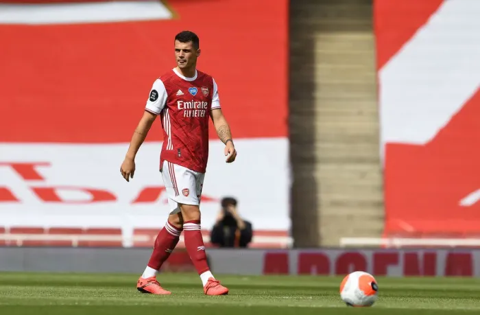 Framed Print : Granit Xhaka: Arsenal's Midfield Mastermind in Action against Watford, Premier League 2019-2020
