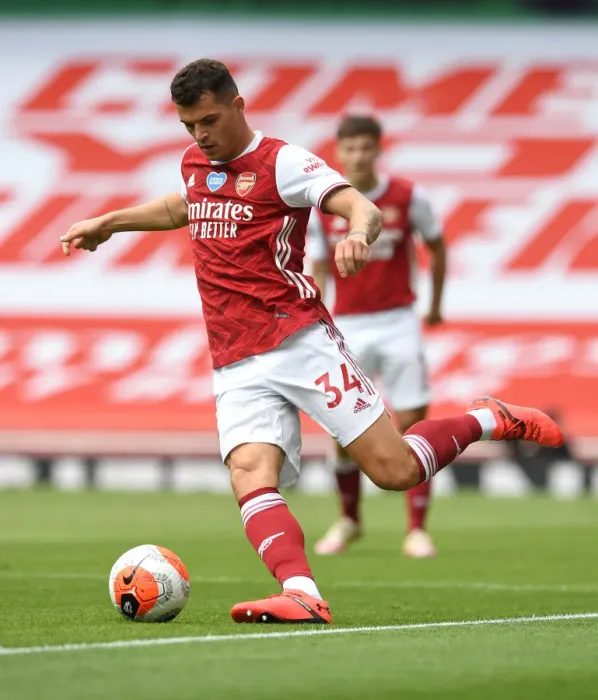 Framed Print : Granit Xhaka: Arsenal's Midfield Mastermind in Action against Watford, Premier League 2019-2020