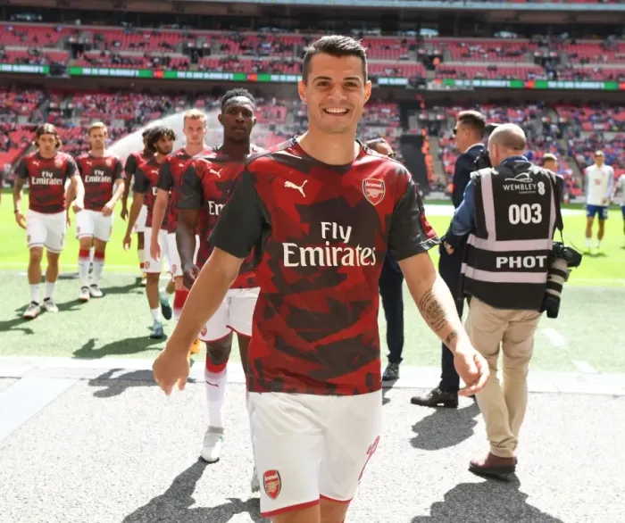 Framed Print : Granit Xhaka: Arsenal's Steely Gaze Ahead of Chelsea Showdown - FA Community Shield 2017-18 Framed Print : Granit Xhaka: Arsenal's Steely Gaze Ahead of Chelsea Showdown - FA Community Shield 2017-18