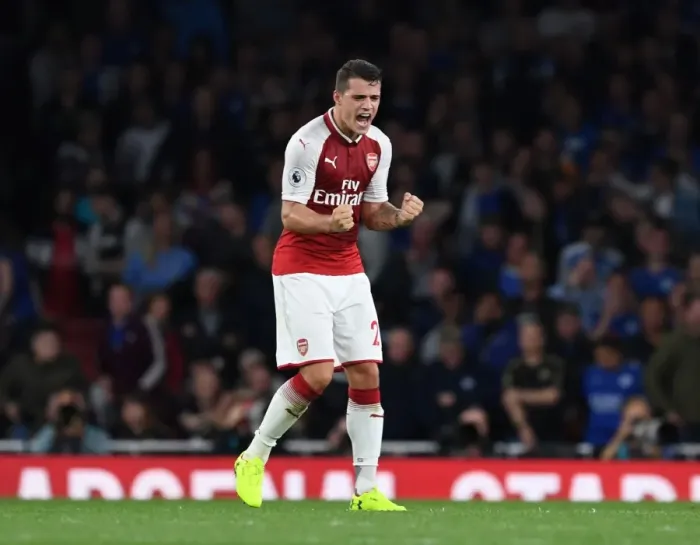 Framed Print : Granit Xhaka: Arsenal's Victory Hero in Leicester Clash, 2017-18 Premier League