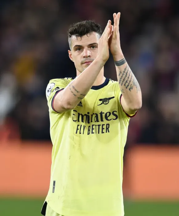 Framed Print : Granit Xhaka Celebrates with Arsenal Fans after Crystal Palace Victory Framed Print : Granit Xhaka Celebrates with Arsenal Fans after Crystal Palace Victory