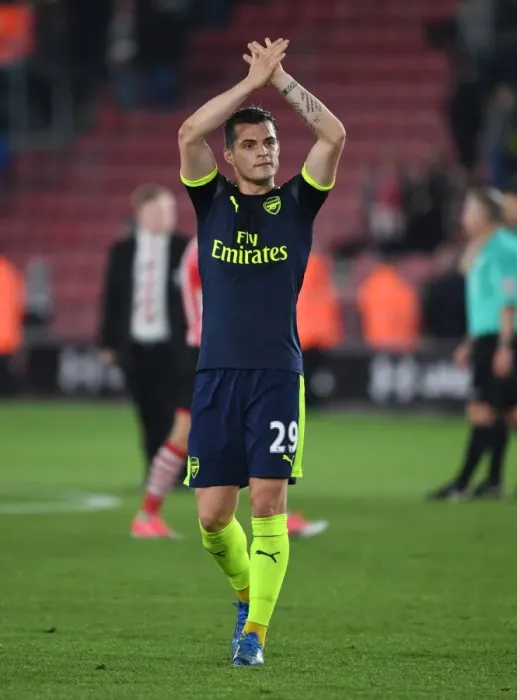 Framed Print : Granit Xhaka Celebrates with Arsenal Fans after Southampton Victory, 2016-17 Premier League Framed Print : Granit Xhaka Celebrates with Arsenal Fans after Southampton Victory, 2016-17 Premier League