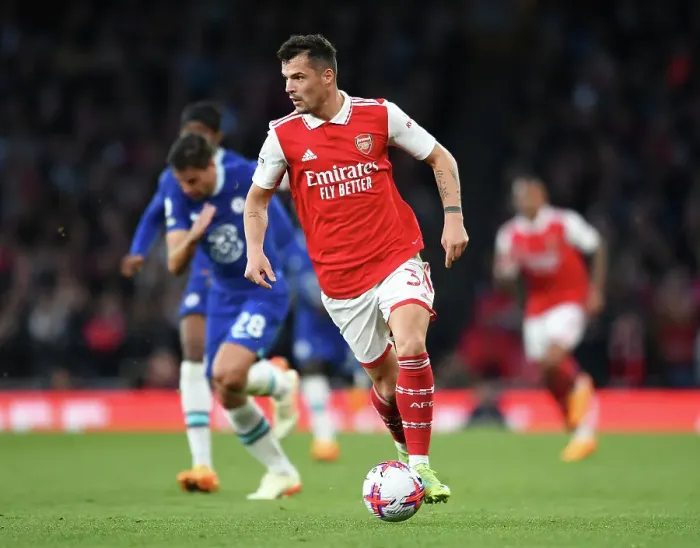 Framed Print : Granit Xhaka Charges Forward: Arsenal vs. Chelsea, Premier League 2022-23 Framed Print : Granit Xhaka Charges Forward: Arsenal vs. Chelsea, Premier League 2022-23