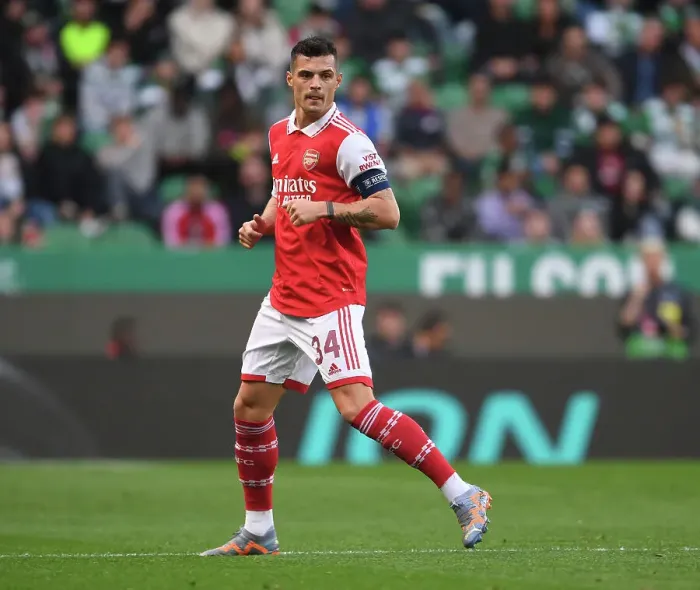 Framed Print : Granit Xhaka Leads Arsenal in UEFA Europa League Clash vs. Sporting CP (Lisbon, Portugal, March 2023)