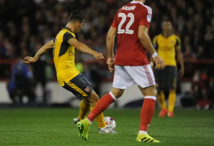 Framed Print : Granit Xhaka Scores for Arsenal in EFL Cup Clash against Nottingham Forest, 2016-17 Framed Print : Granit Xhaka Scores for Arsenal in EFL Cup Clash against Nottingham Forest, 2016-17