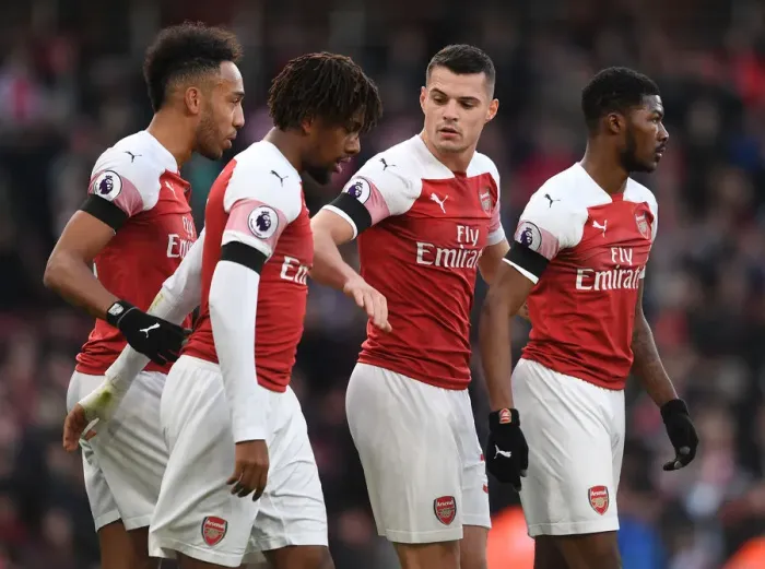 Framed Print : Granit Xhaka Scores: Arsenal FC vs Fulham FC, Premier League 2018-19