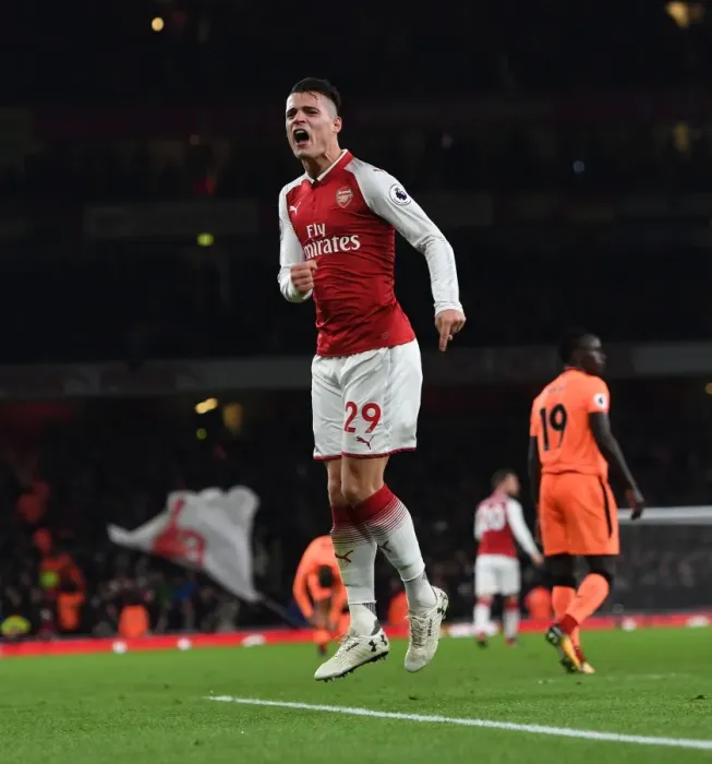 Framed Print : Granit Xhaka Scores Brace: Arsenal 2-1 Liverpool (Premier League 2017-18) Framed Print : Granit Xhaka Scores Brace: Arsenal 2-1 Liverpool (Premier League 2017-18)