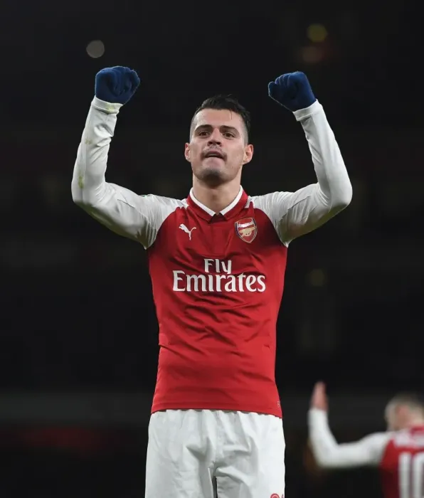 Framed Print : Granit Xhaka Scores Brace: Arsenal's Carabao Cup Semi-Final Victory Over Chelsea